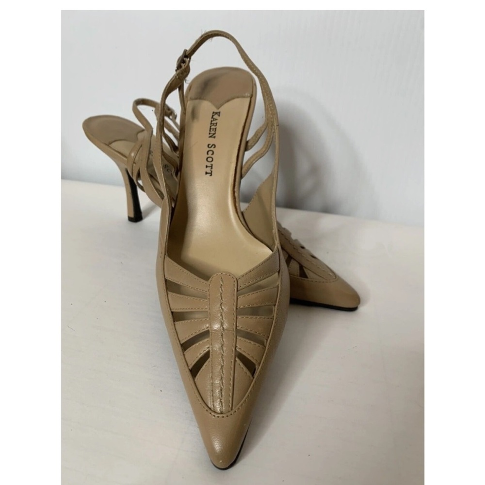 Karen Scott pointed kitten comfort heel height 90’s champagne 8 slingback